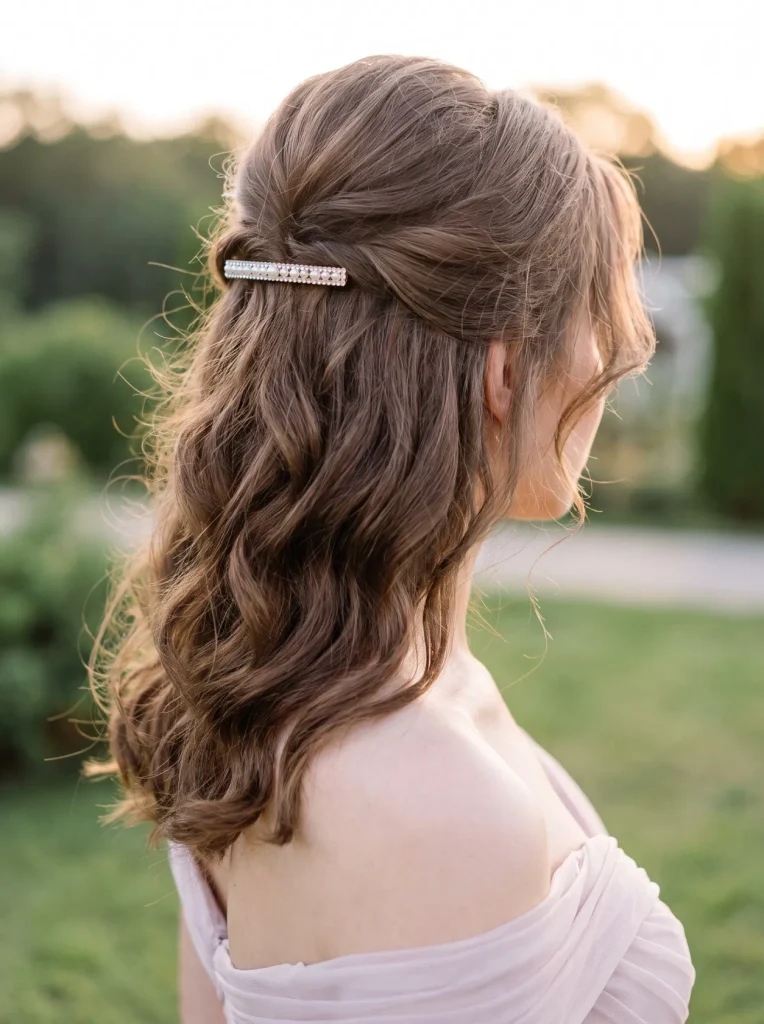 Jeweled Clip Half Up Prom