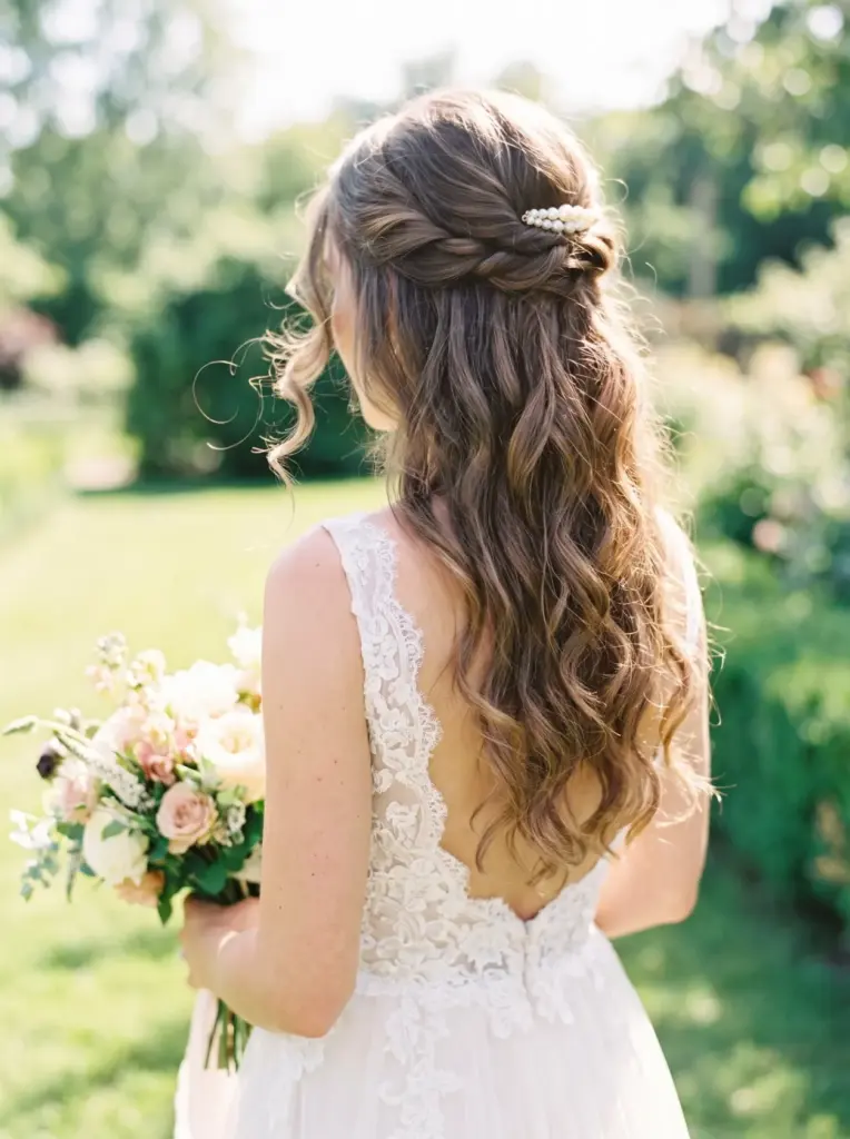 Long Hair Half Up Waves