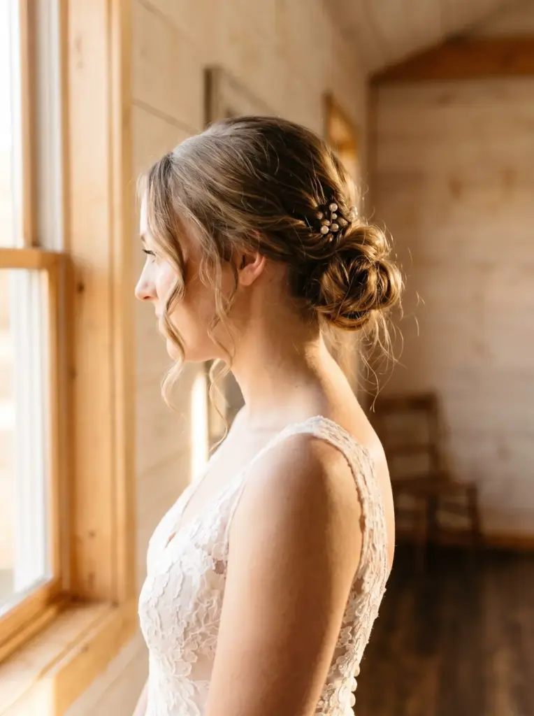 Loose Low Bun Bridal Updo