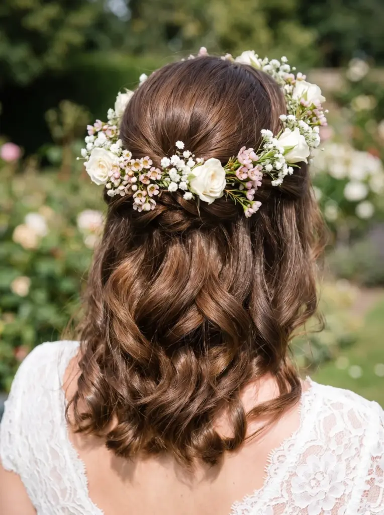 Medium Length Bridal Hair Flower Crown