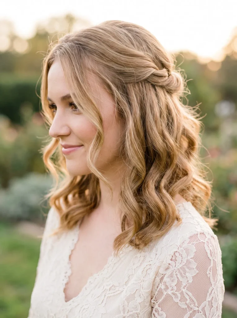 Medium Length Curled Half Up