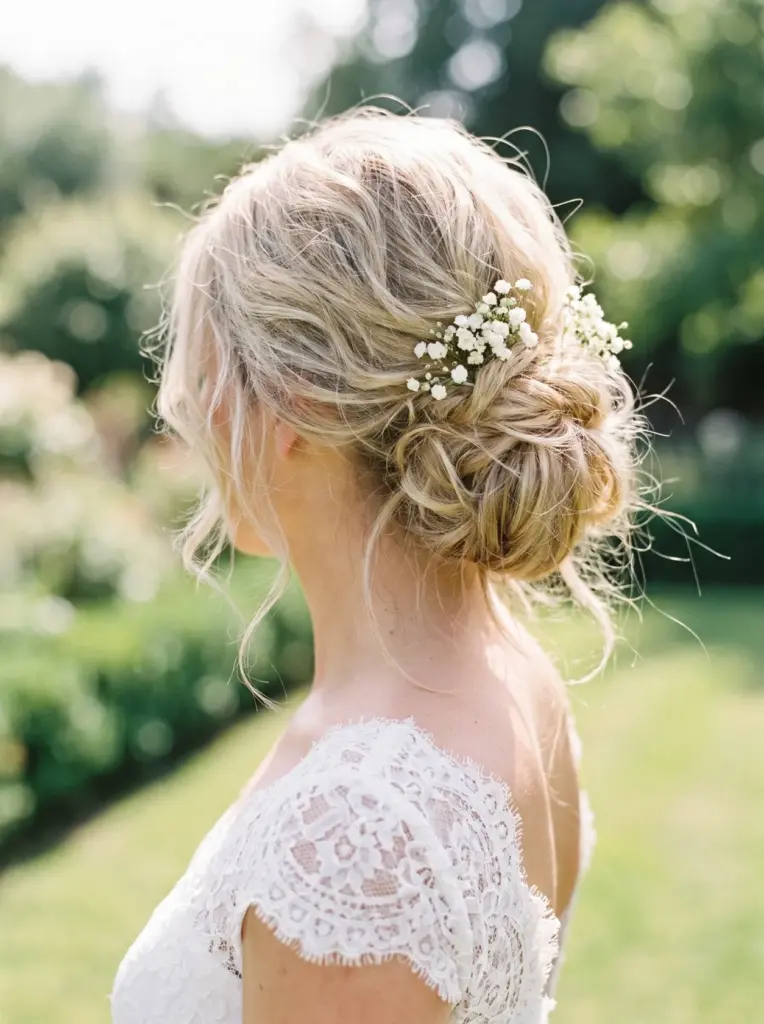 Messy Textured Low Bun Wedding