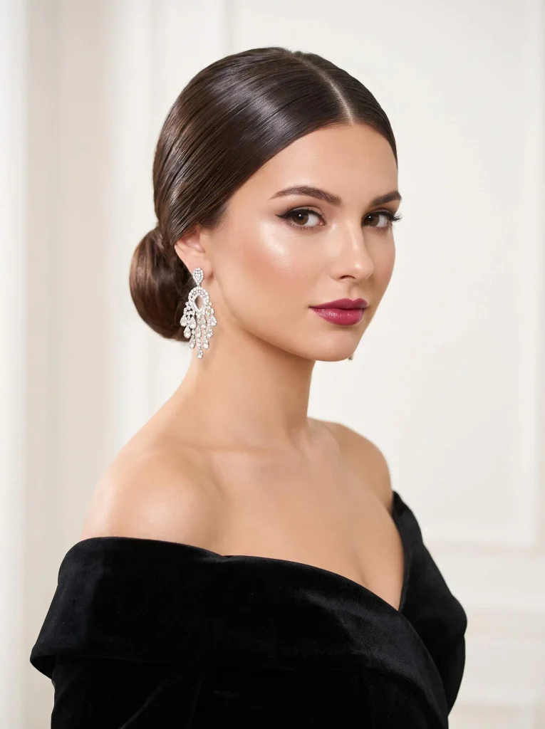Middle Part Sleek Prom Bun