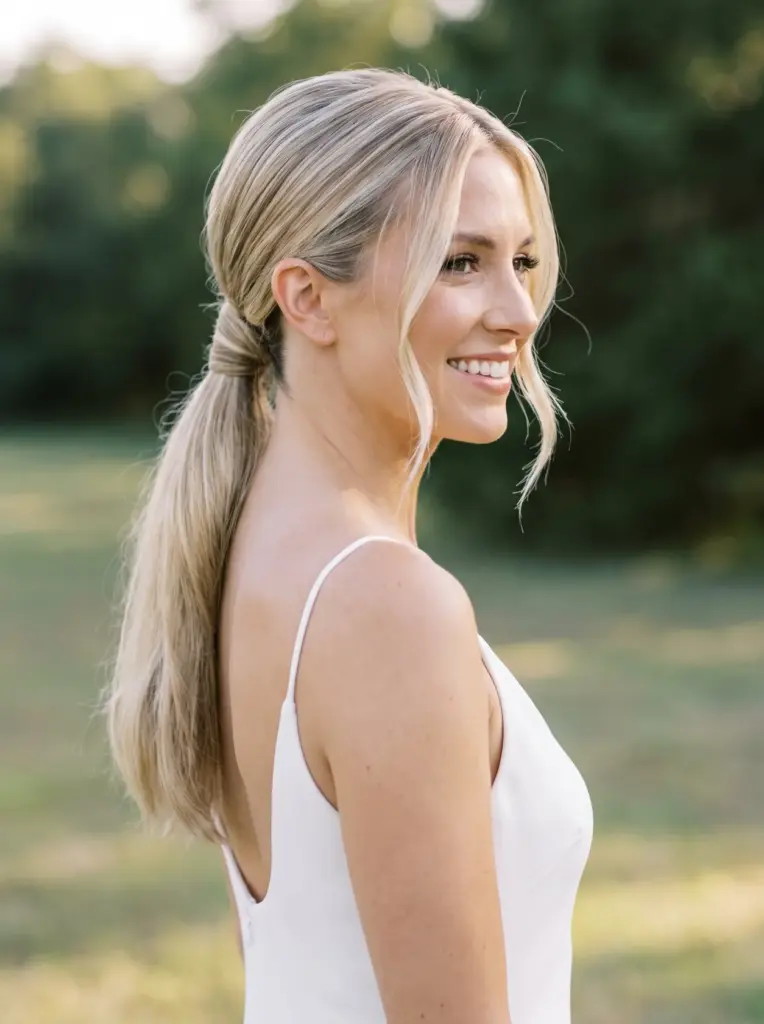 Minimal Blonde Bridal Ponytail