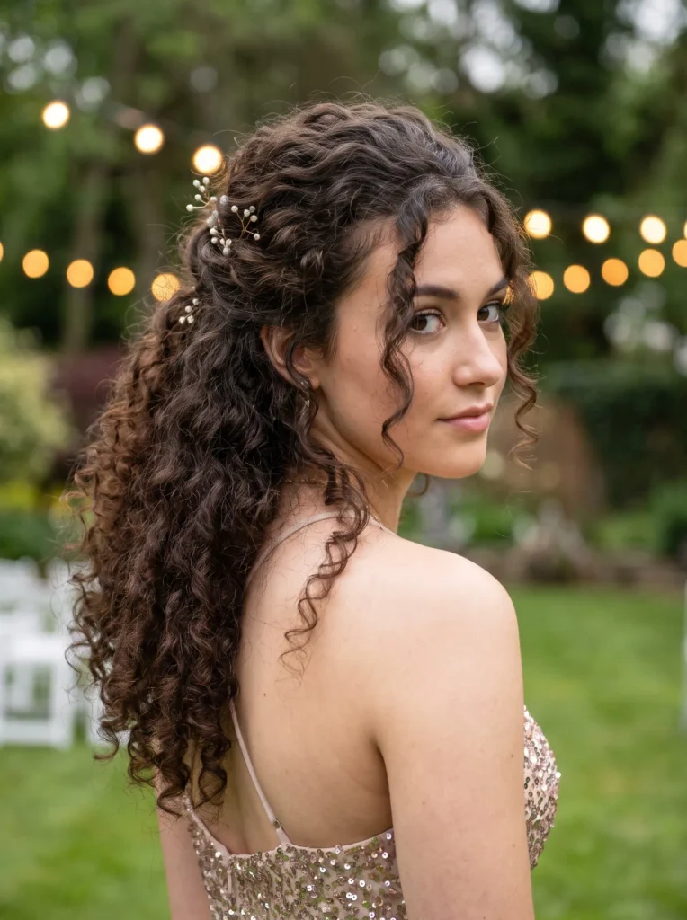Natural Curls Half Up Prom