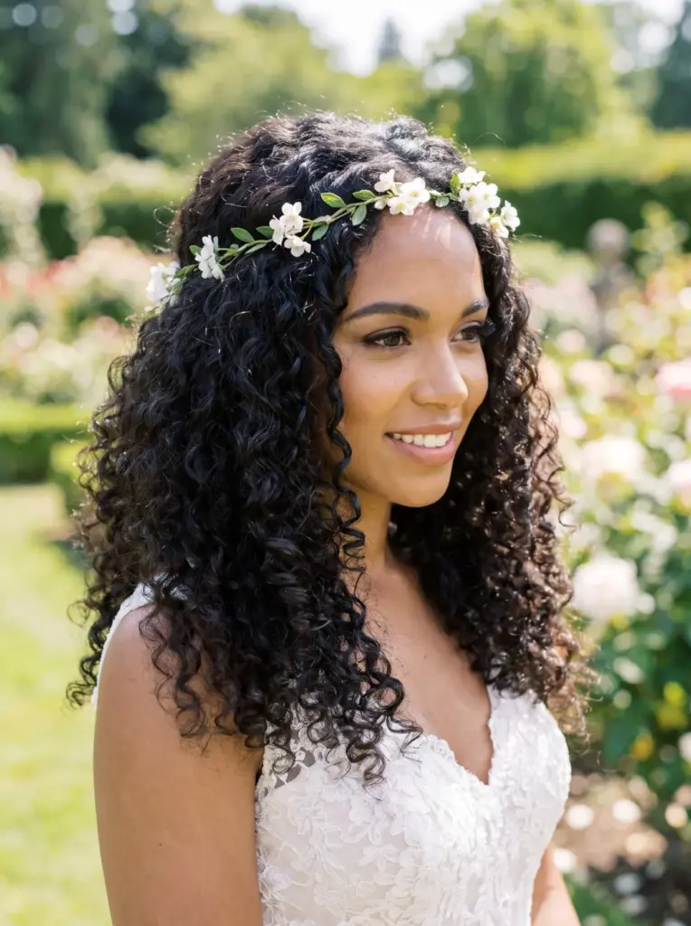 Natural Curls With Floral Vine