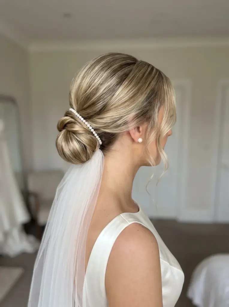 Pearl Kissed Blonde Low Bun