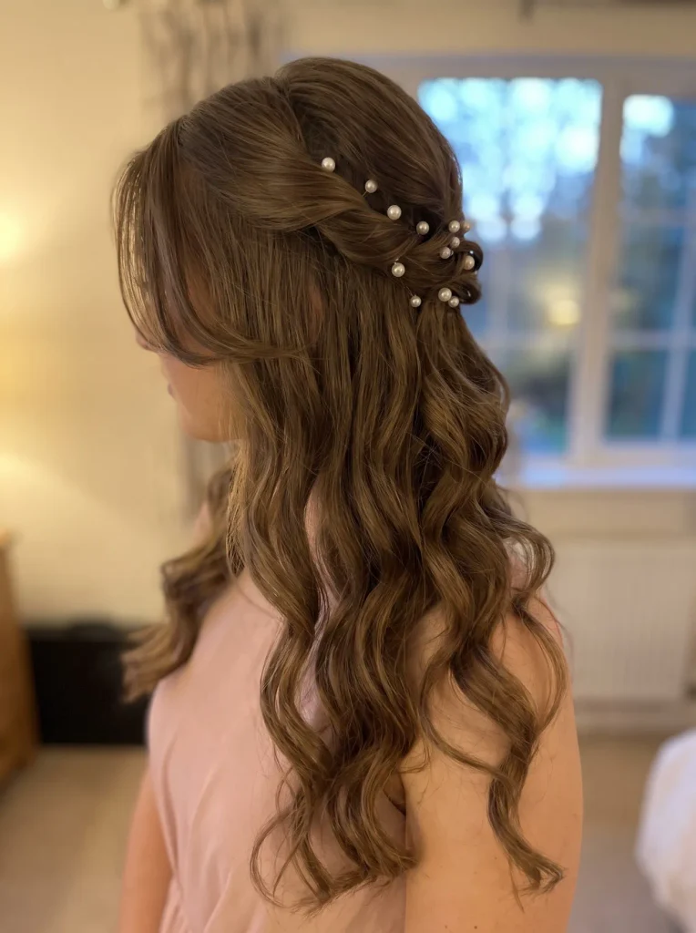 Pearl Pins Half Up Waves