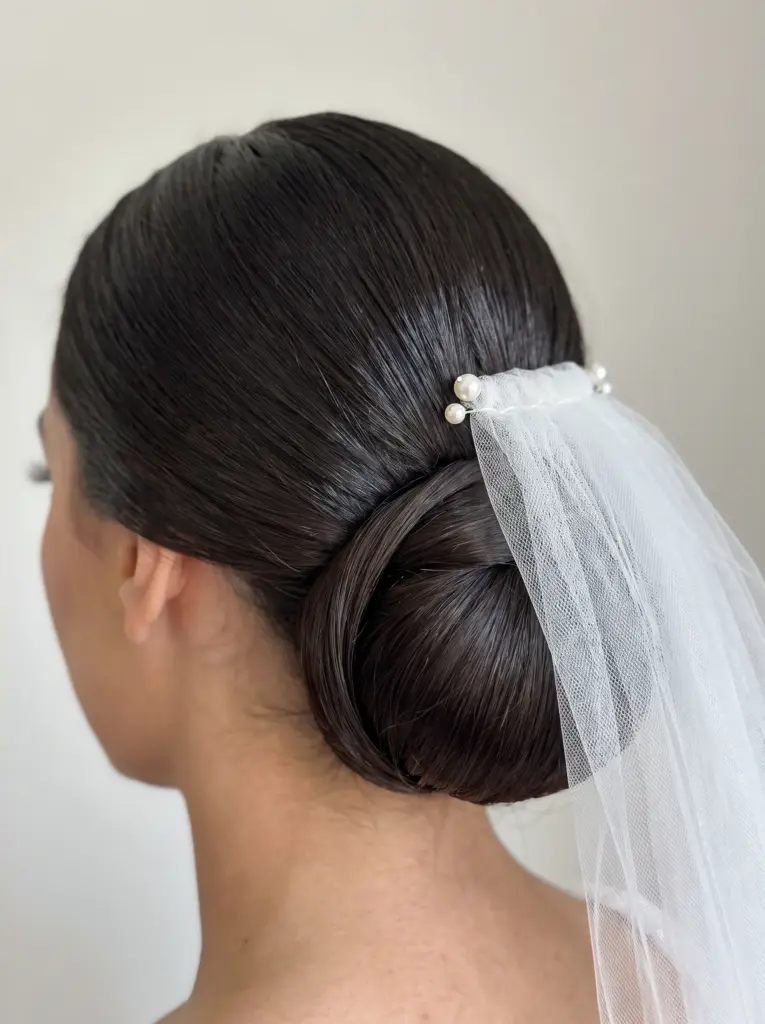 Polished Low Bun Wedding Updo