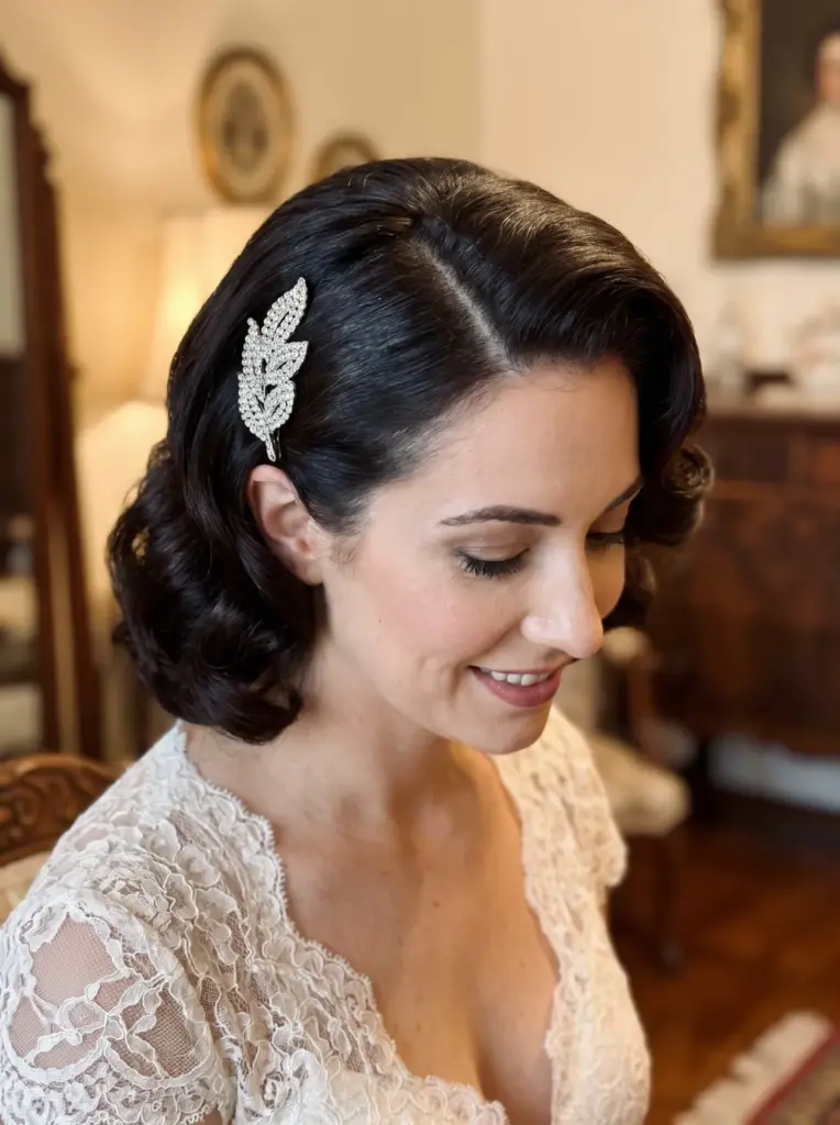 Retro Waves With Rhinestone Clip