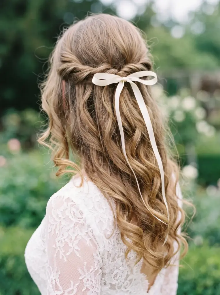 Ribbon Bow Half Up Hairstyle