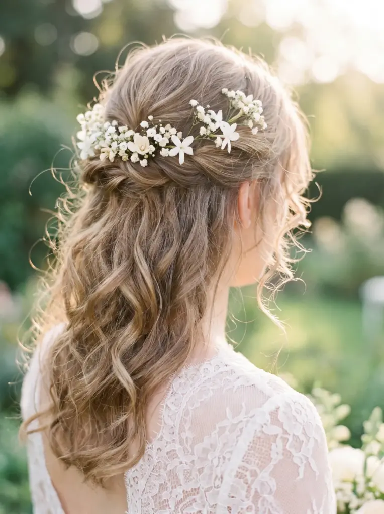 Romantic Bridal Flower Hairstyle