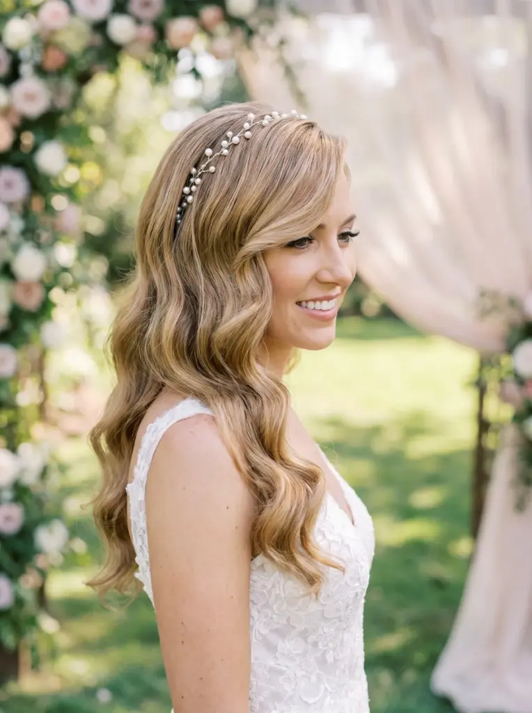 Romantic Long Blonde Bridal Waves