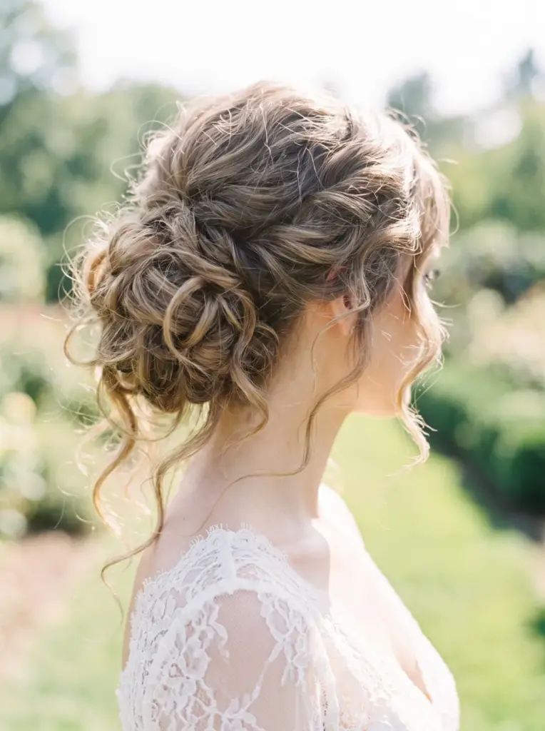 Romantic Messy Bun Face-Framing Waves
