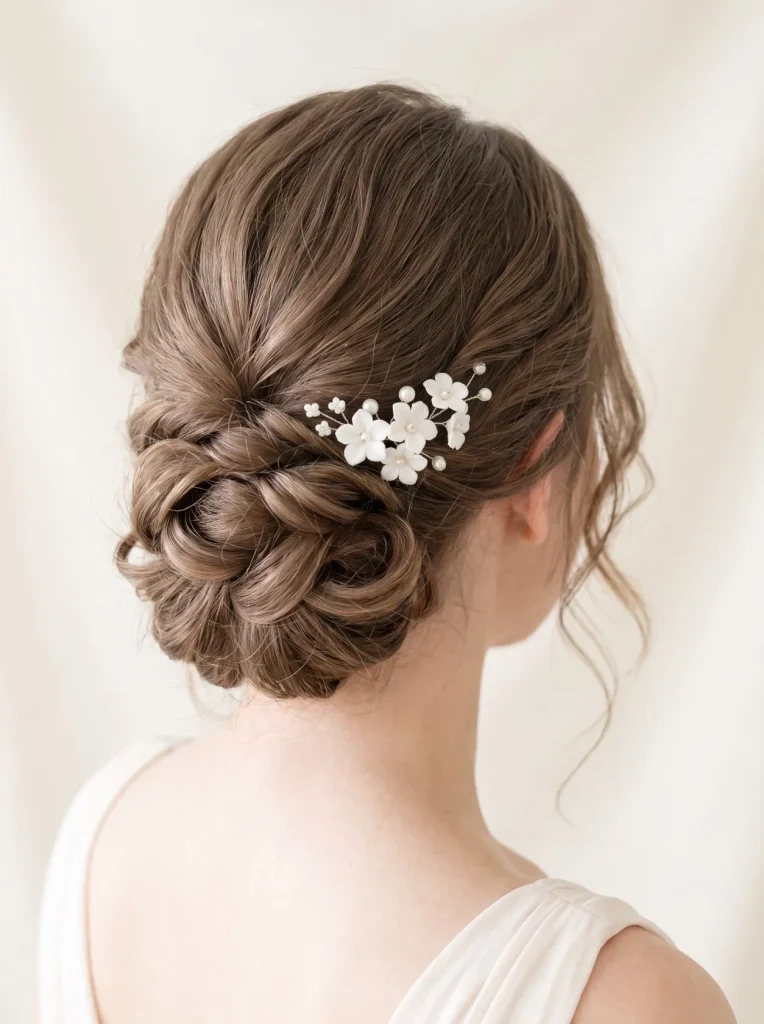 Romantic Short Hair Low Bun