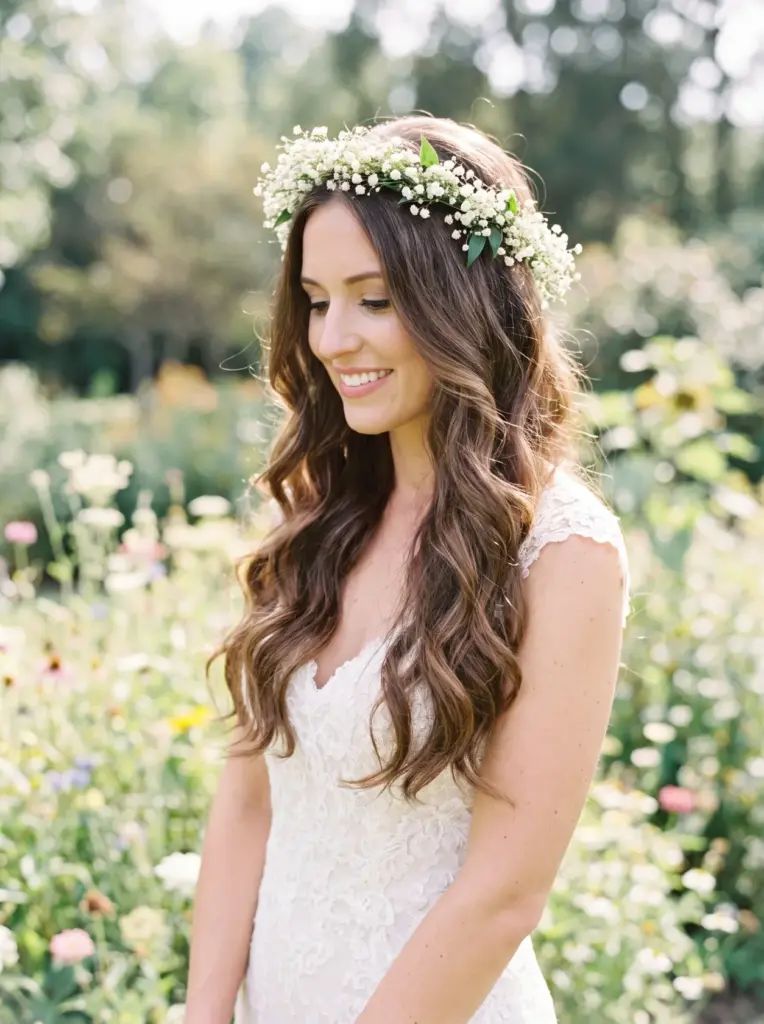 Romantic Waves With Floral Crown