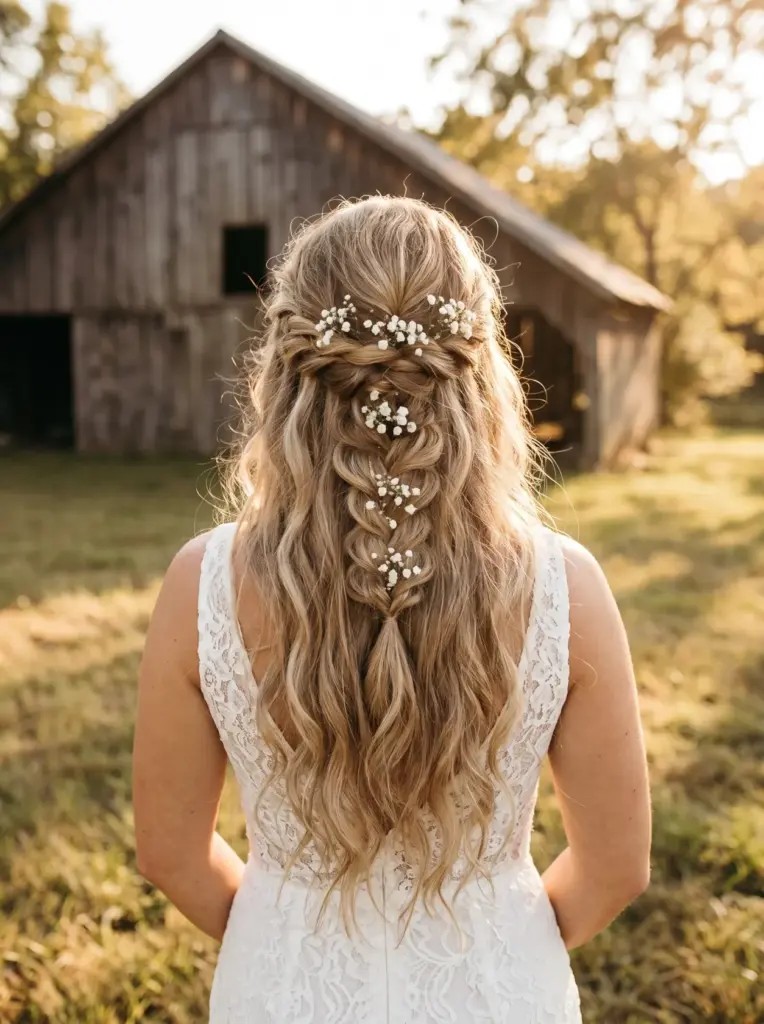 Rustic Braided Half Up Style