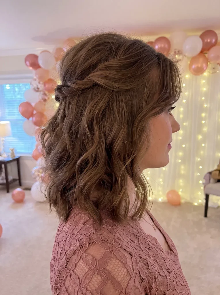 Shoulder Length Wavy Half Up