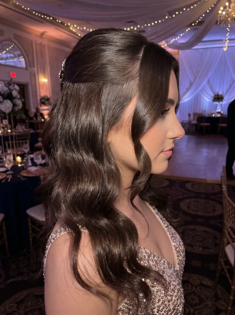 Side Part Half Up Waves