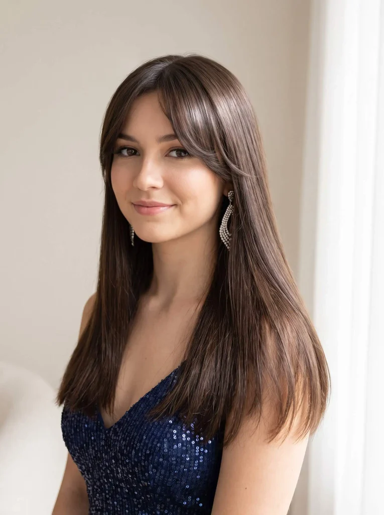 Silky Straight Hair Curtain Bangs