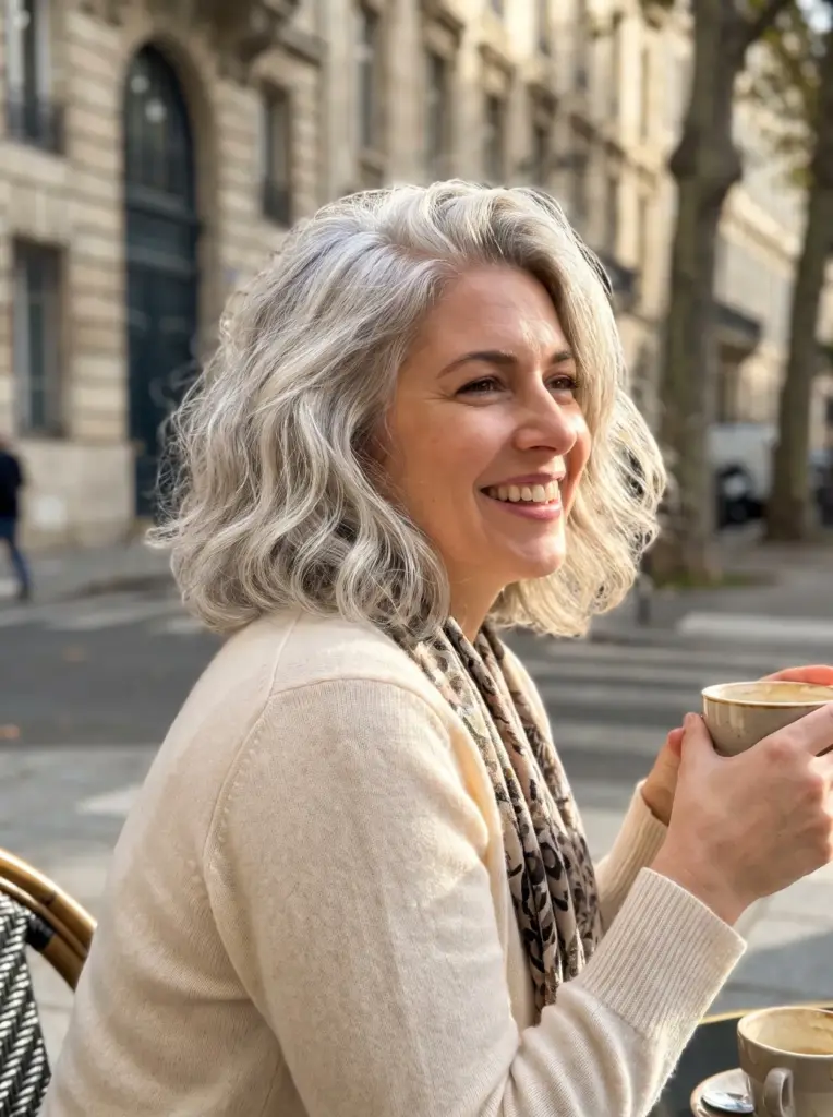 Silver Wavy Bob With Volume