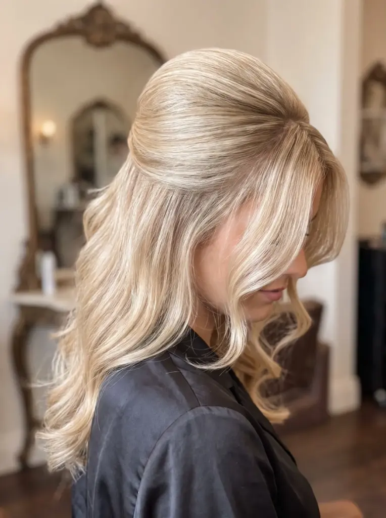 Sleek Bouffant Half Up Style