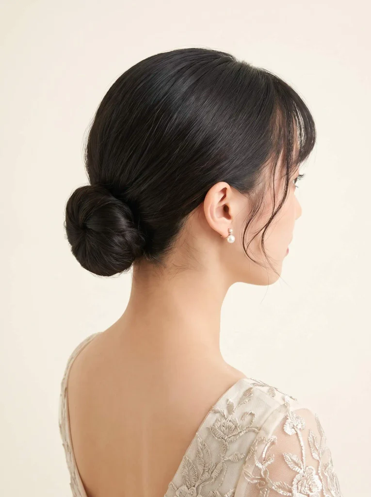 Sleek Low Bun Short Hair