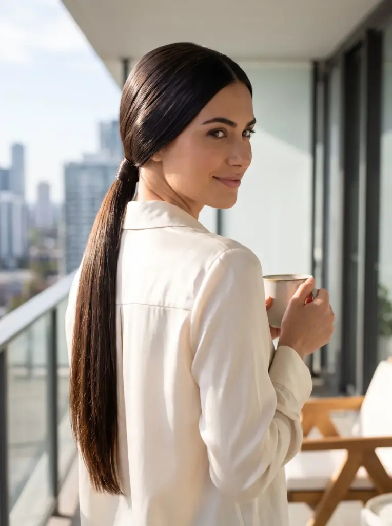 Sleek Low Ponytail For Extra Long Hair