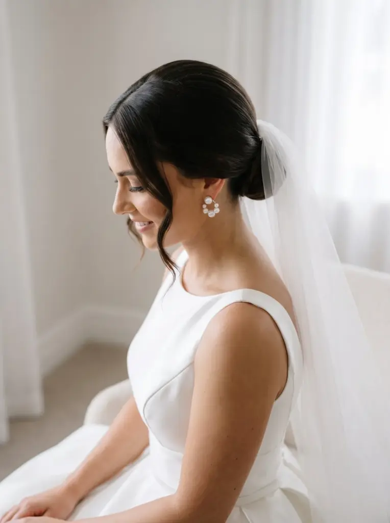 Sleek Side-Part Low Bridal Bun