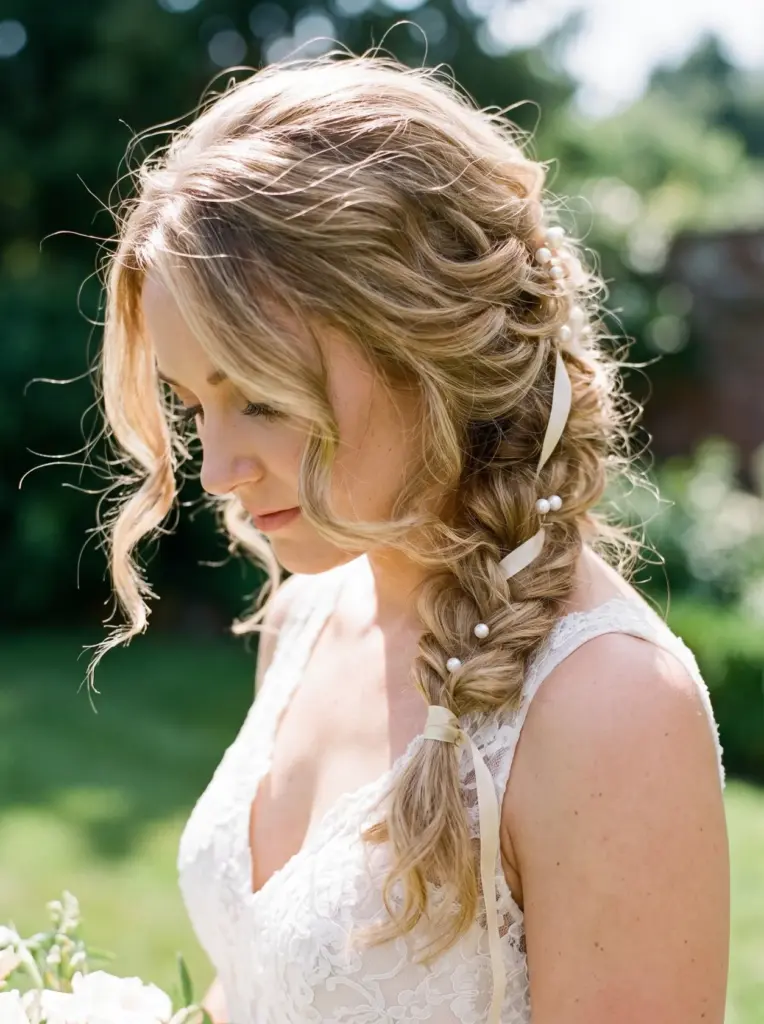 Soft Blonde Bridal Hair With Braid