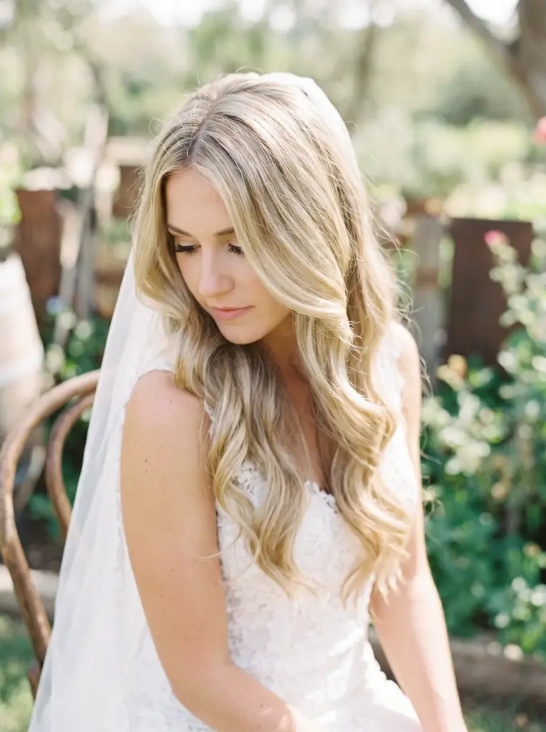 Soft Blonde Hair Down Wedding Style