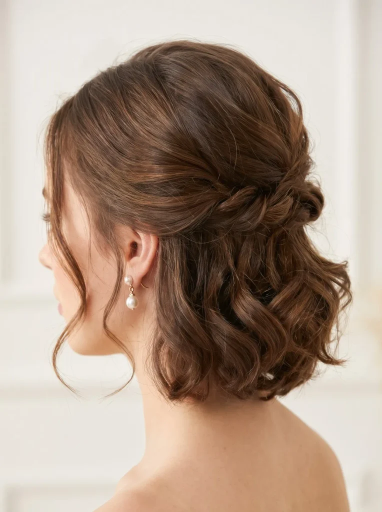 Soft Curled Short Prom Updo