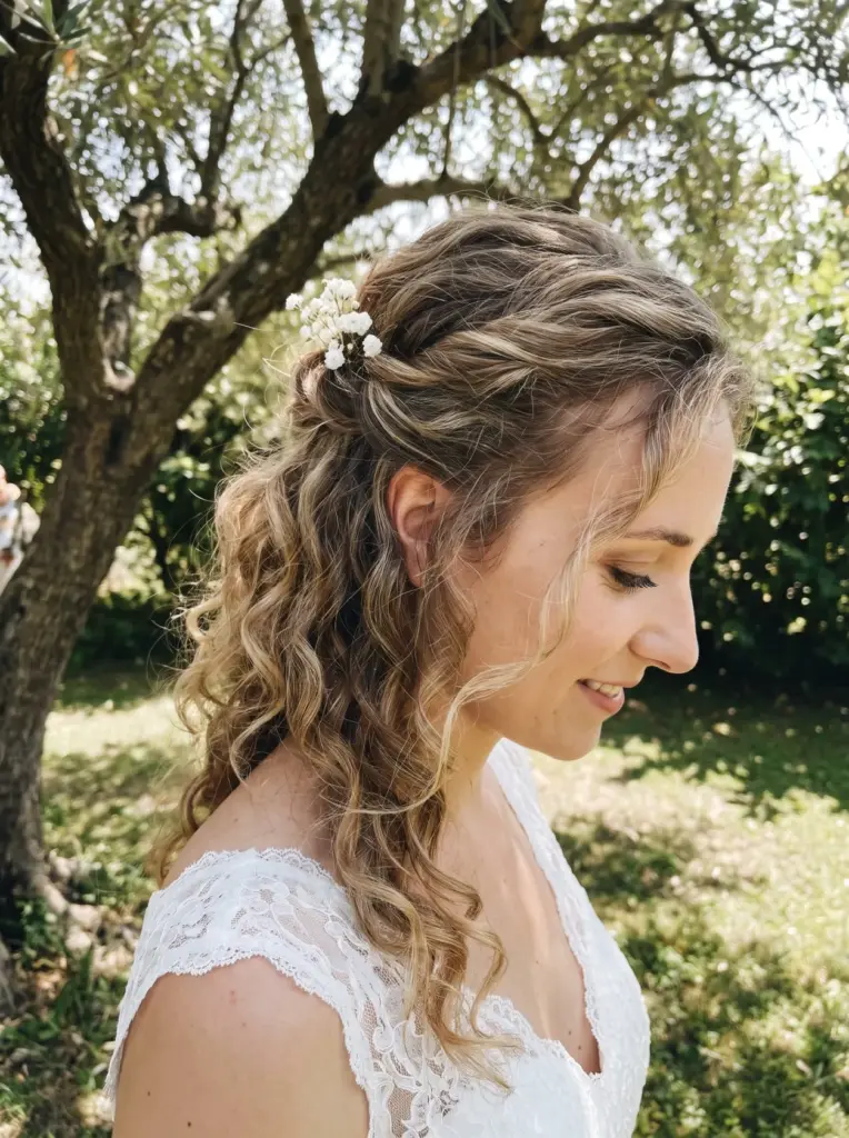 Soft Curly Half Up Style
