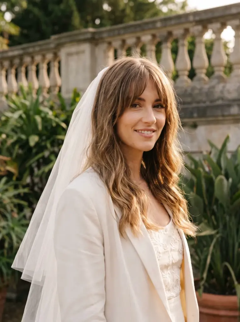 Soft Curtain Fringe With a Veil