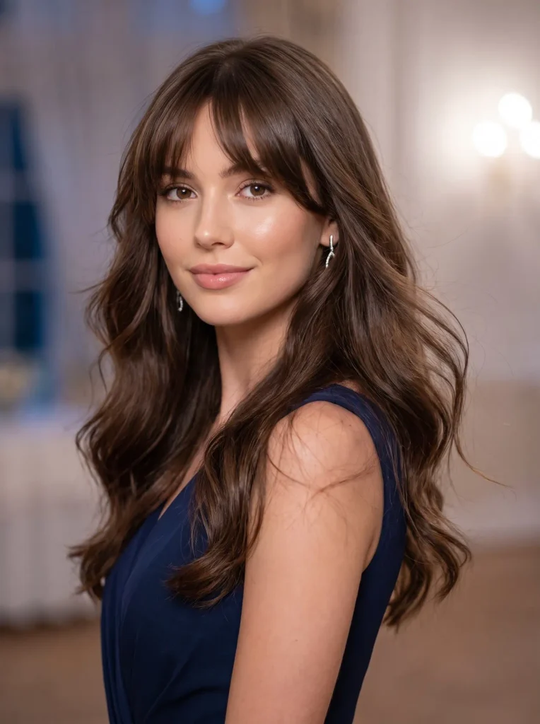 Soft Long Waves Curtain Bangs