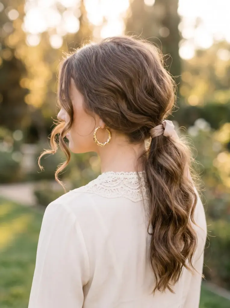 Soft Low Ponytail Face-Framing Waves