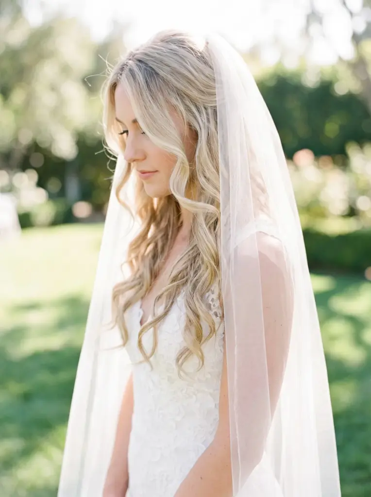 Soft Veiled Blonde Bridal Waves