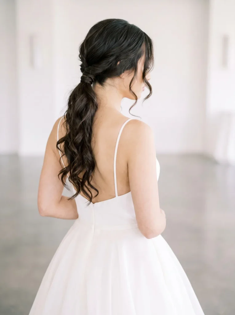 Spaghetti Strap Ball Gown Ponytail
