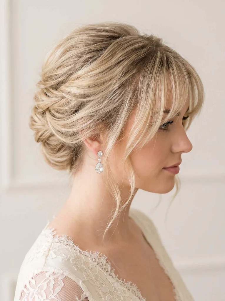 Textured French Twist Curtain Bangs