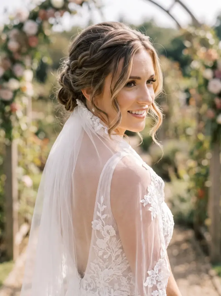 Textured Updo With Delicate Veil