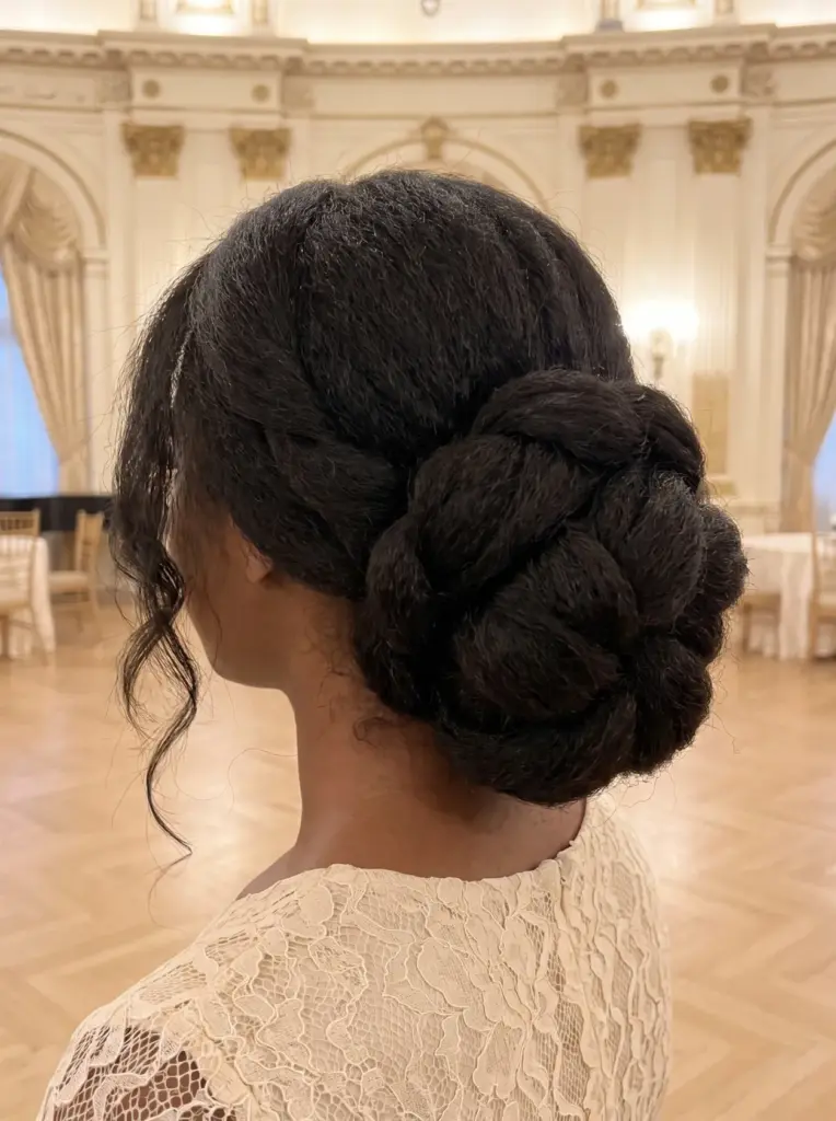 Thick Hair Low Bun Updo