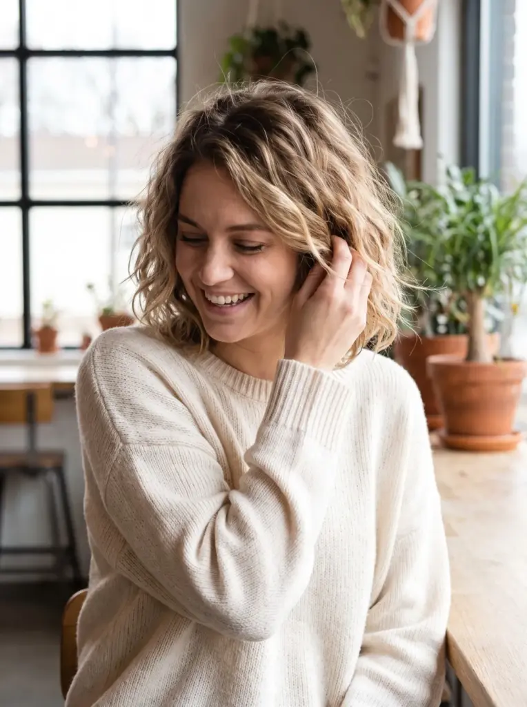 Tousled Wavy Bob Medium Length