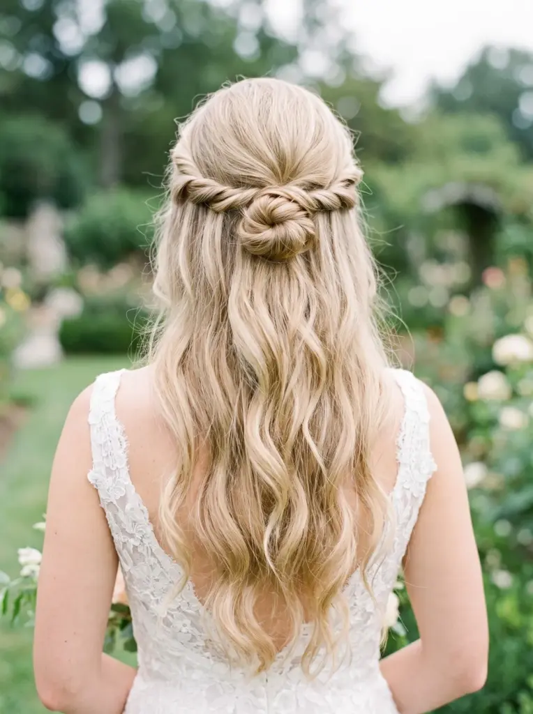Twisted Half Up Bridal Bun