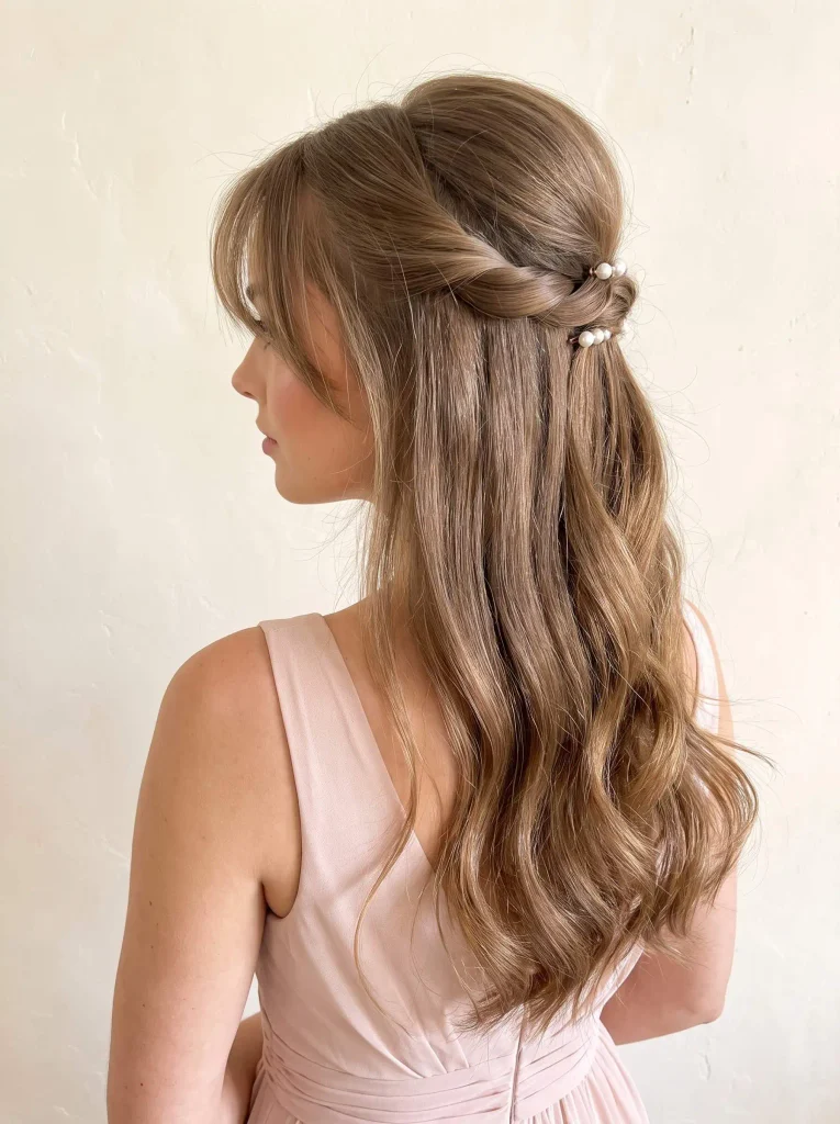 Twisted Half Up Curtain Bangs