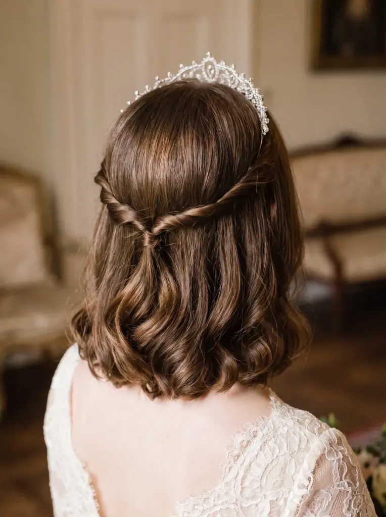 Twisted Half-Up Style With Tiara