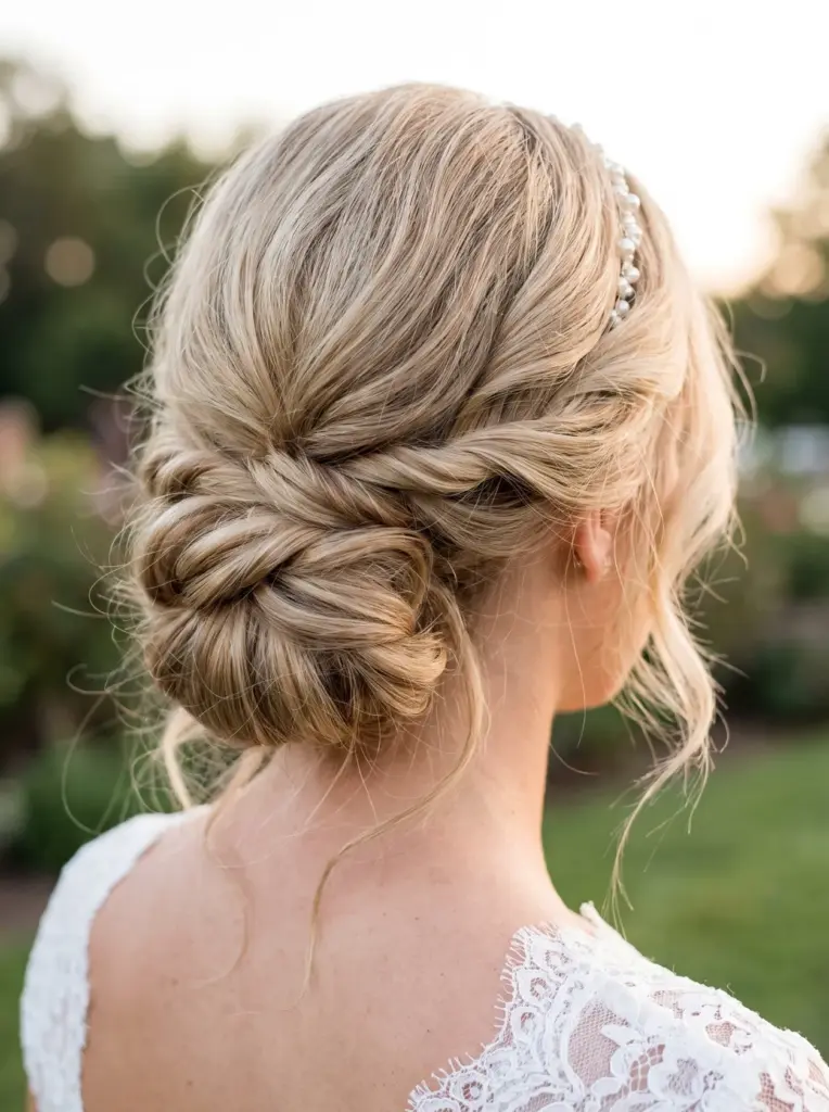 Twisted Low Bun Wedding Updo