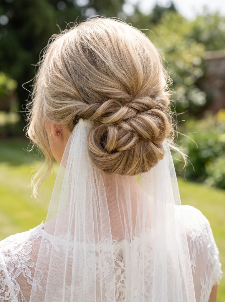Veil-Friendly Medium Hair Bridal Updo