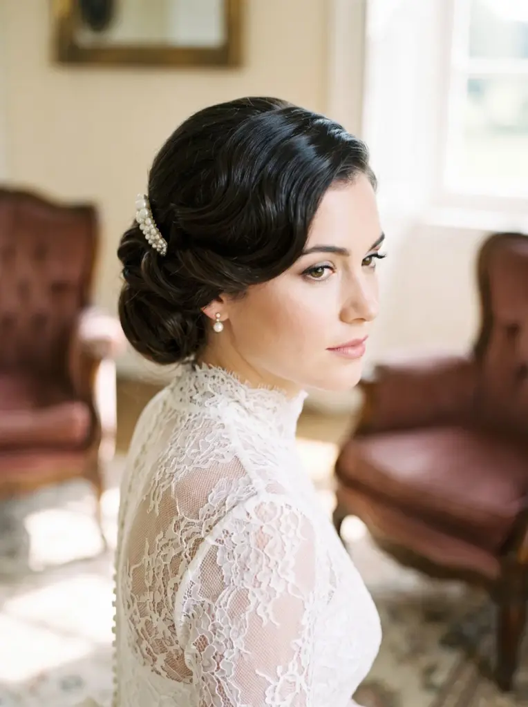 Vintage Glam Half Up Waves