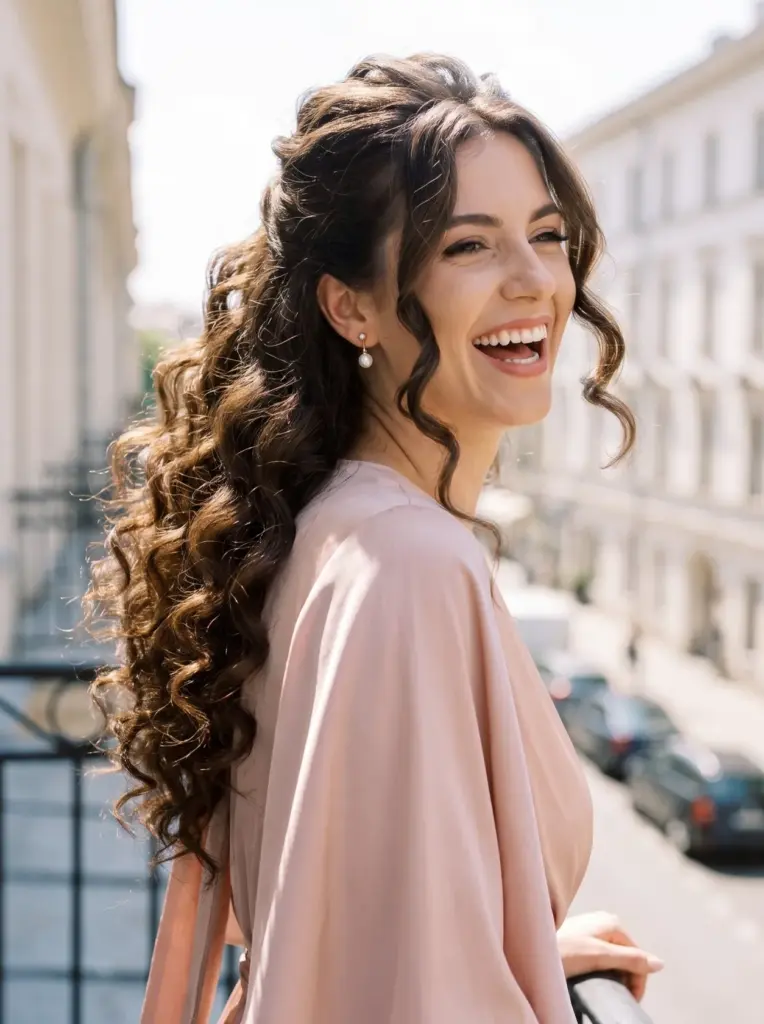 Voluminous Curls For Long Bridesmaid Hair