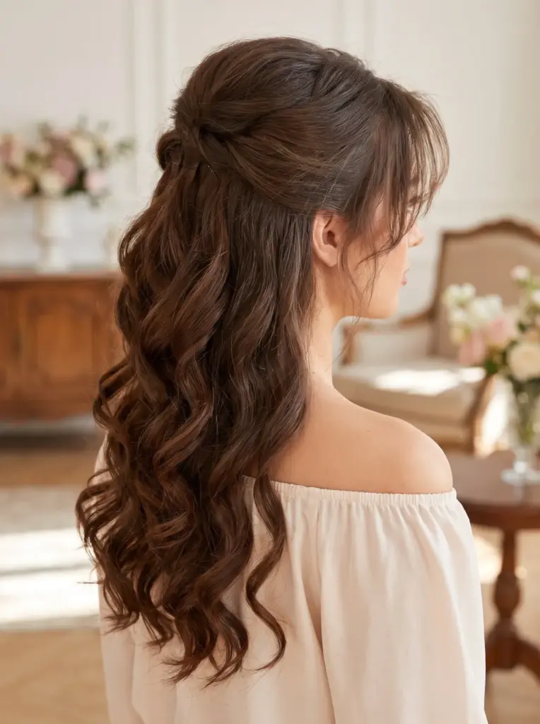 Voluminous Half-Up Thick Hair Curls